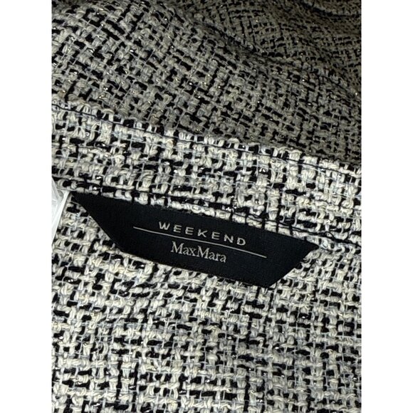 Max Mara Women's Tweed Blazer Jacket Fringe Cuff Pockets Workwear Office Size 10 - Picture 9 of 10